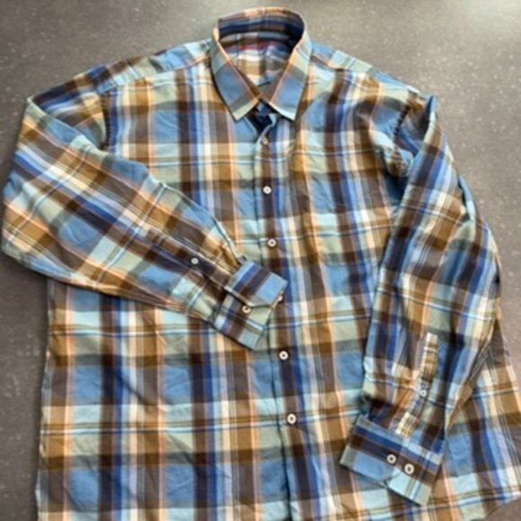 Alan Flusser Plaid Long Sleeve Shirt - Size XXL - Picture 3 of 10